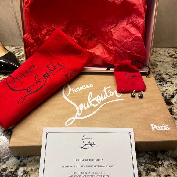 Christian Louboutin Glossy Black Heels with Red Soles - Picture 6 of 8